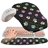 Gleamtide 2-in-1 Ergonomic Set, Wave Keyboard Wrist Rest and Massage Slope Mouse Pad Wrist Support, Rebound Memory Foam for Relieve Carpal Tunnel Syndrome and Wrist Pain (Cute Cat Claws)