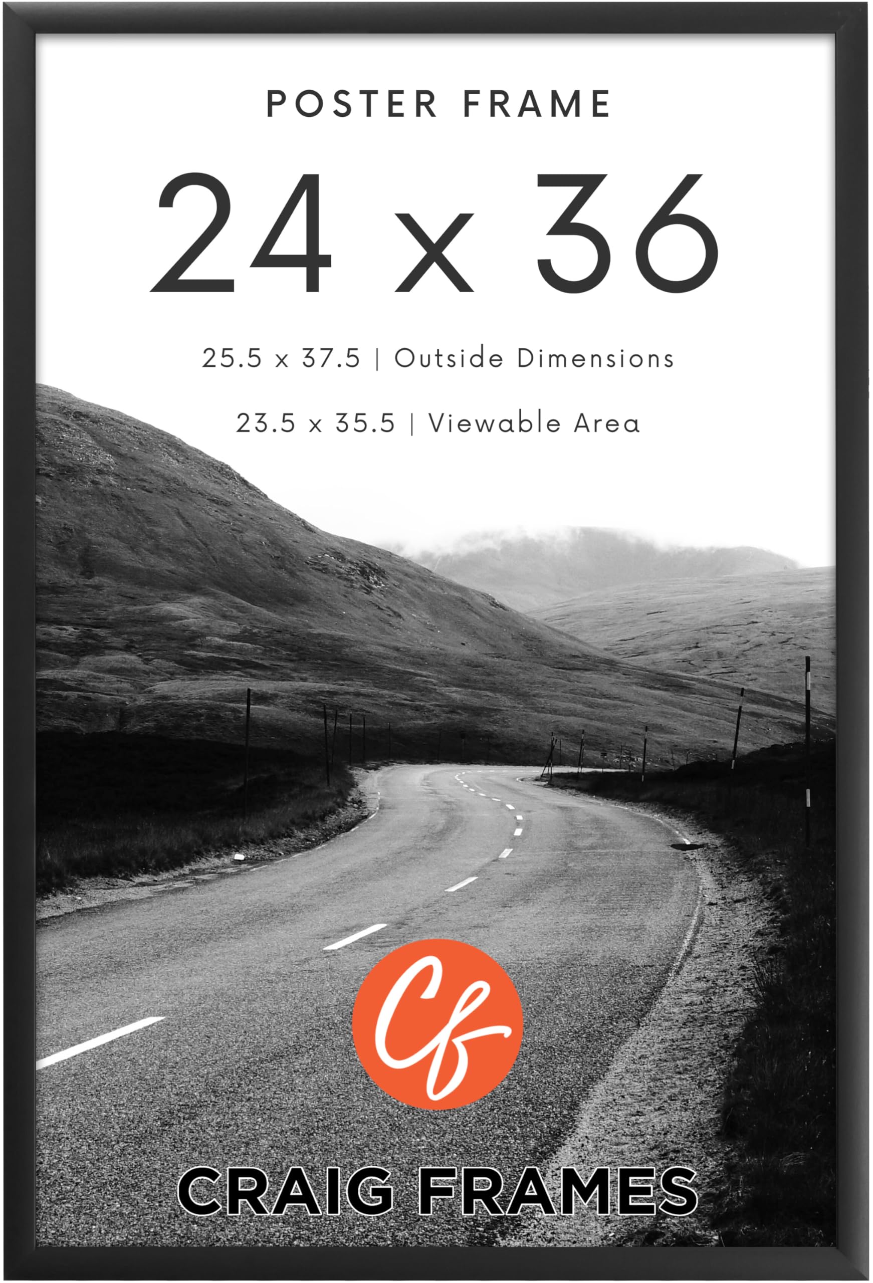 Photo 1 of ****Open to show****
Craig Frames 1WB3BK 24 by 36-Inch Picture Frame, Smooth Wrap Finish, 1-Inch Wide, Black