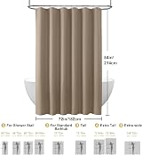 Shower Curtain 182x214cm Khaki with Metal Hooks Waffle Fabric view 6