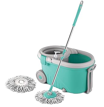 Spotzero by Milton Elegant Spin Mop With Big wheels (Aqua Green, Two Refills)