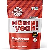 Manitoba Harvest Hemp Yeah! Organic Max Protein Powder, Unsweetened, 32oz; with 20g Protein and 4.5g Omegas 3&6 per Serving, 