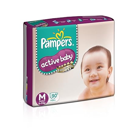 Pampers Active Baby Diapers, Medium, 90 Count
