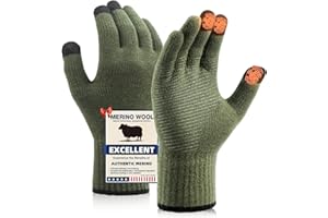 Heat equation Merino Wool Gloves for Men Women Touch Screen Warm Anti-Slip Glove Liners Thermal for Driving Hiking