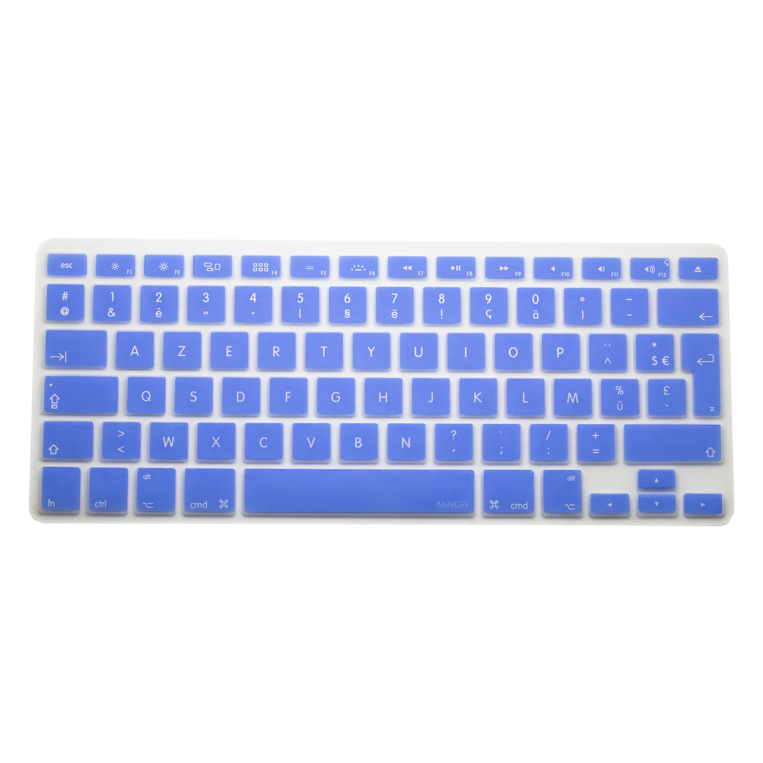 MiNGFi Silicone French AZERTY Keyboard Cover for MacBook Pro 13" A1278/A1425/A1502(2008–2017) Air 13" A1369/A1466(2010–2017) Pro 15" A1398/A1286(2008–2015) Pro 17" A1297 EU/ISO Layout - Light Blue