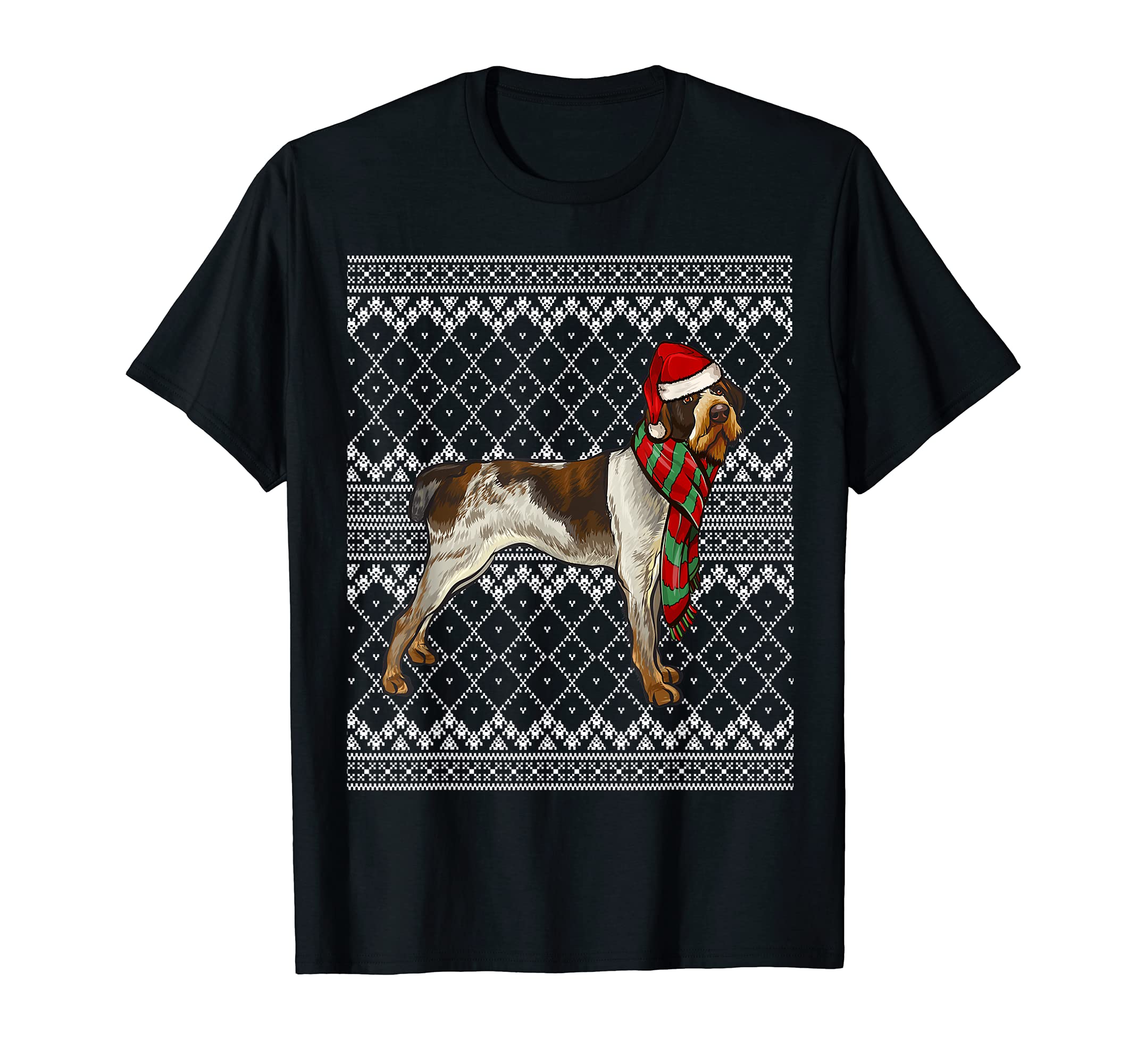 Xmas German Wirehaired Pointer Santa Claus Ugly Christmas T-Shirt