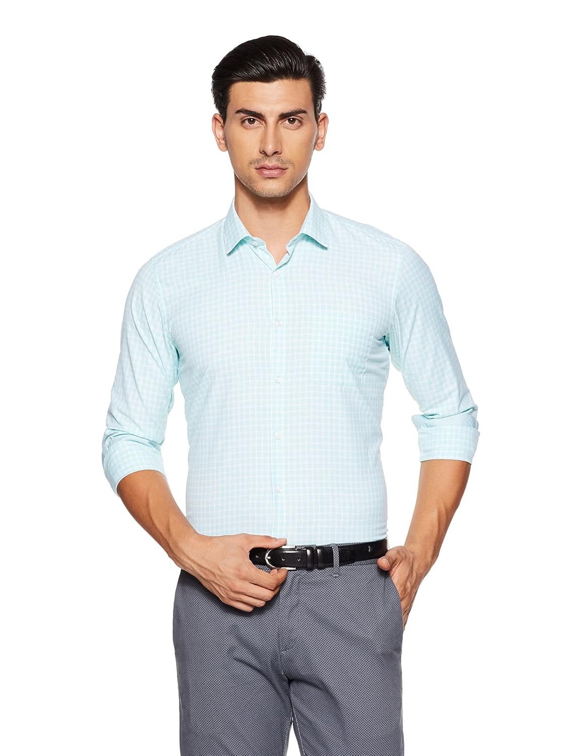 peter england men's solid regular fit formal shirt