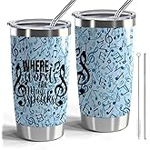 CWEGSJ Music Teacher Gift Musical 20oz Stainless Steel Insulated Tumblers Where Words Fail Music Speaks Musician Gift Musician Travel Cup (Where Words Fail)