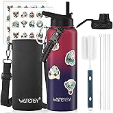 40oz Insulated Water Bottle (Cold for 48 Hrs),BPA Free&Leak Proof,Stainless Steel Water Flask,Water Jug with Straw Spout Lids for Gym,Hiking,Travel,Red Purple