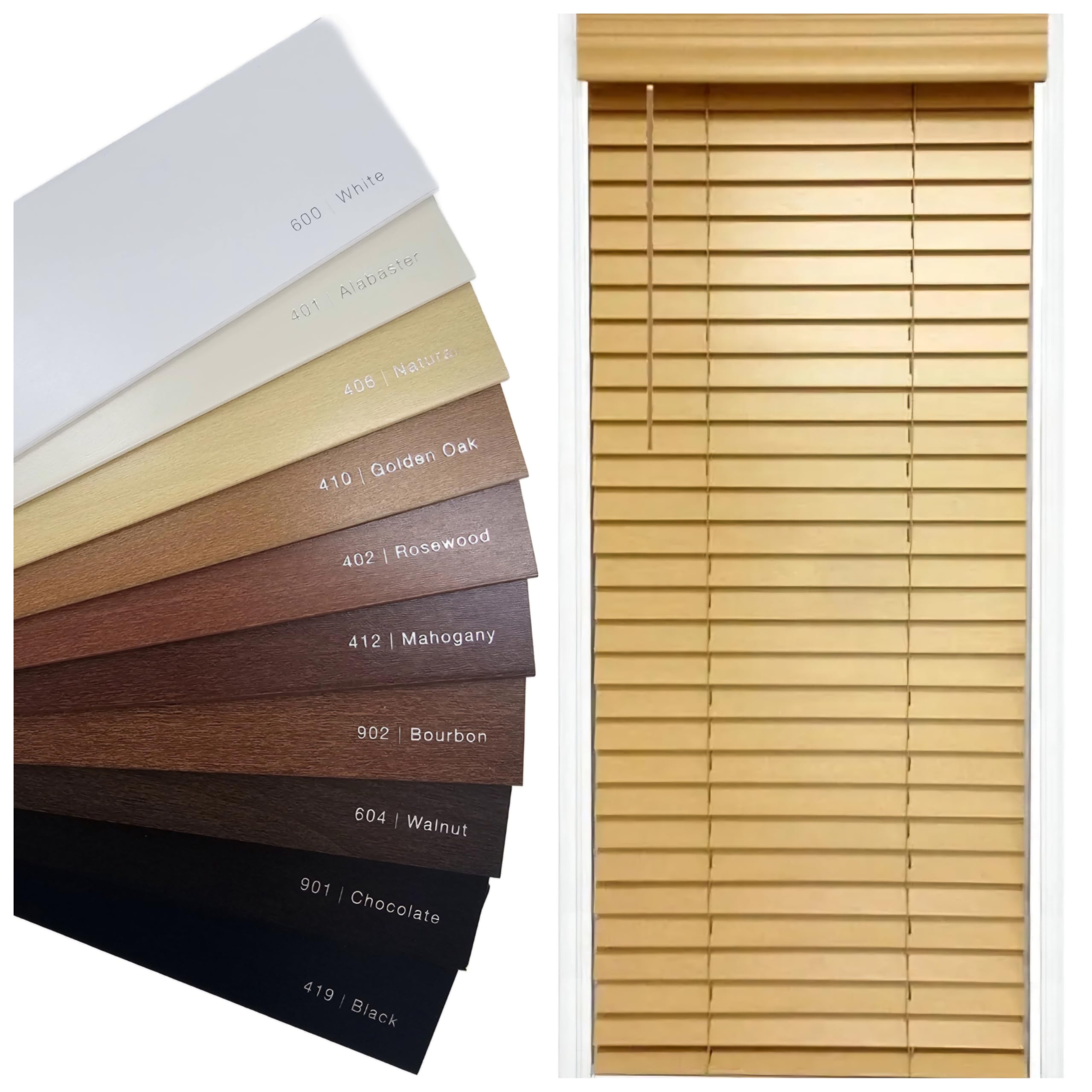 Photo 1 of ***SIMILAR ITEM***
Blinds House Solution 2 Inch Real Wood Cordless Window Blinds, Custom Size, White, Inside or Outside Mount, Manual Tilt