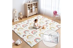 noonkty Foldable Baby Play Mat for Floor, 79x71 Extra Large Play Mat, Kids Non Toxic Foam Thick Play Mat for Baby, Waterproof & Anti-Slip Baby Crawling Mat, Folding Play Mats for Babies and Toddlers