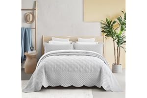 HZ & HY Oversized King Bedspread 128x120 Extra Wide Grey - Luxury Collection - 100% Linen, Ultra Soft & Lightweight, Reversible, 3 Piece, Grey