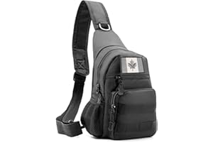 Tactical Sling Bag with Flag Patch - Military Backpack for Hiking, Hunting, Fishing - Crossbody Bags for Men, Army Backpack