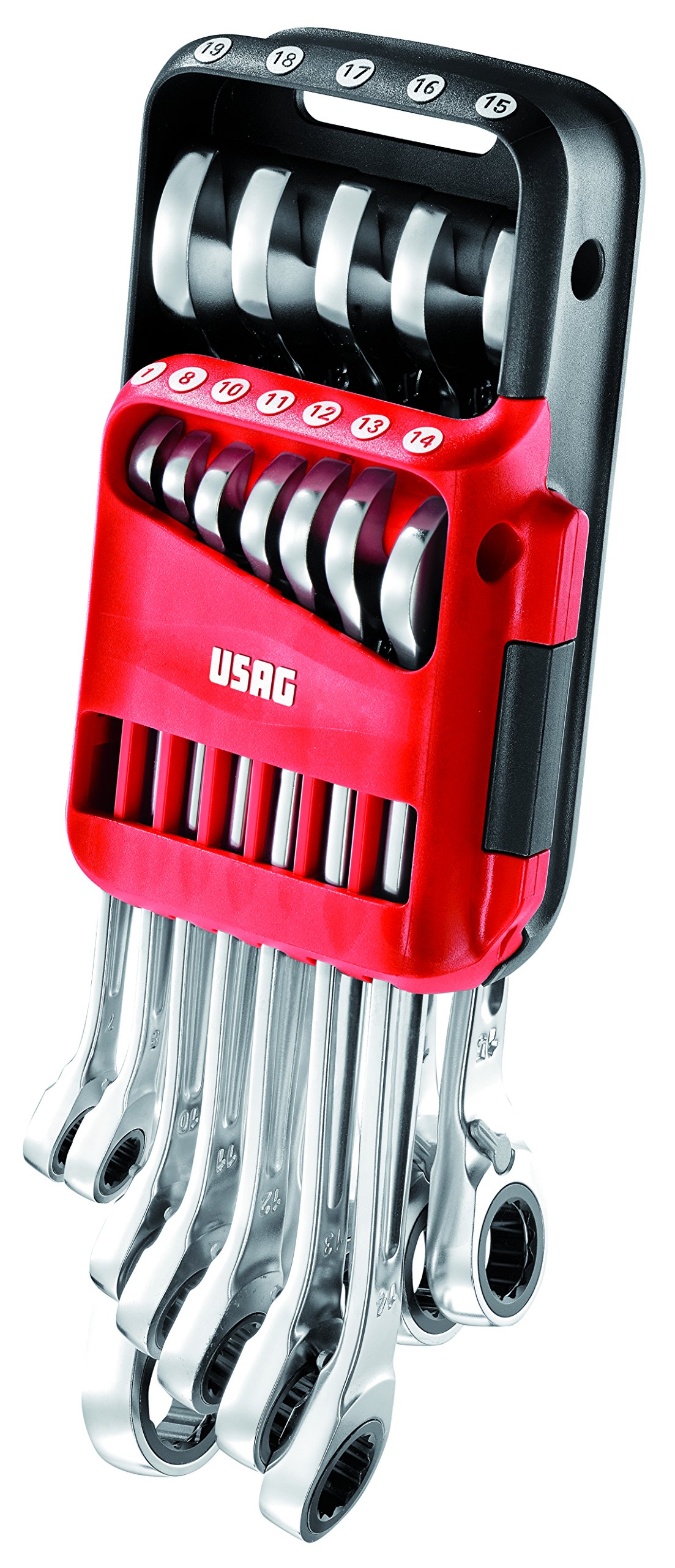 USAG U02856062 - 285 KA/DS12 - Set of 12 reversible ratchet combination wrenches with locking ring โ image 1