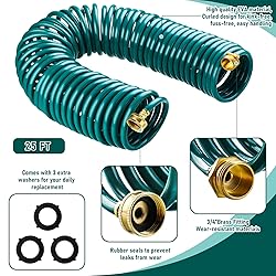 Pangda 25 Ft x 3/8'' Coil Garden Hose EVA Recoil