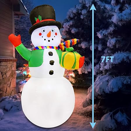 Amazon Com Joiedomi 7 Foot Snowman Inflatable With Present Gift