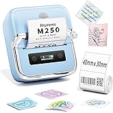 Phomemo M250 Label Maker, 3" Thermal Barcode & Address Printer - Portable Label Maker for School, Business, Home & Logos, Sticker Printer Compatible with Phones & PCs, with 100 Labels, 40x30mm
