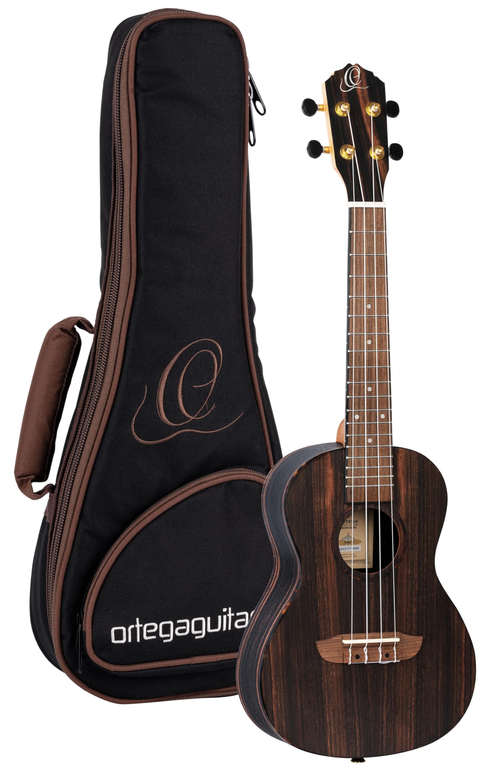 Ortega Guitars Concert Ukulele Acoustic – Timber Series – Including Gigbag – Ebony, Natural (RUEB-CC)