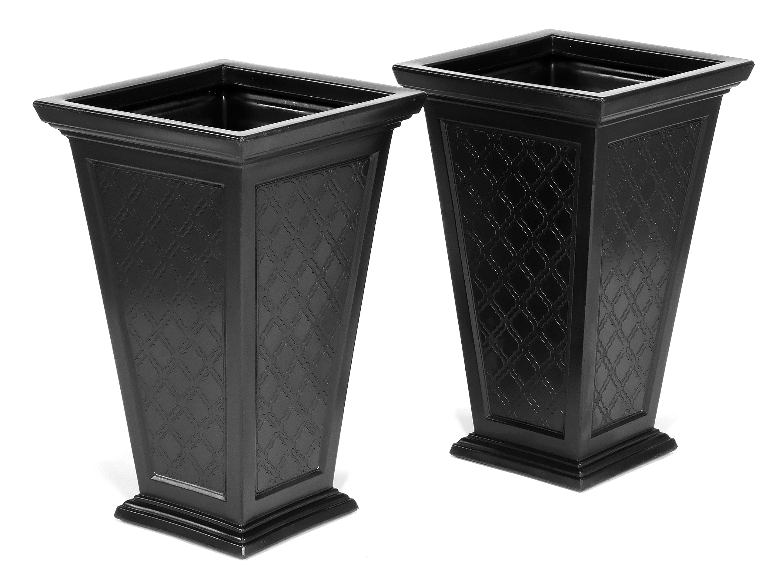 FCMP Outdoor Casablanca Self-Watering Planter (2-Pack) – Set of 2 Large Planters for Porch, Patio, Outdoor/Indoor (MOD-CP3000-BLK-2) Black (24-inch Tall) Image