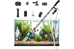 YISUIPU Electric Aquarium Vacuum Gravel Cleaner, 729GPH /15W 6 in 1 Upgraded Variable Frequency Motor Automatic Fish Tank Gravel Cleaner Vacuum for Wash Sand & Water Changer
