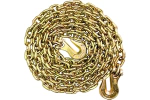 SALIFTFE 3/8 Chain Trailer Chains with Hooks, Grade 80 Tow Log Chain 7100 lbs Working Load for Truck Farm Construction(3/8 in x 20FT)