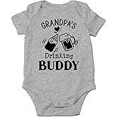 AW Fashions Grandpa's Drinking Buddy Bodysuit Funny Newborn Announcement Baby Boy Outfit Cute Girl Clothes