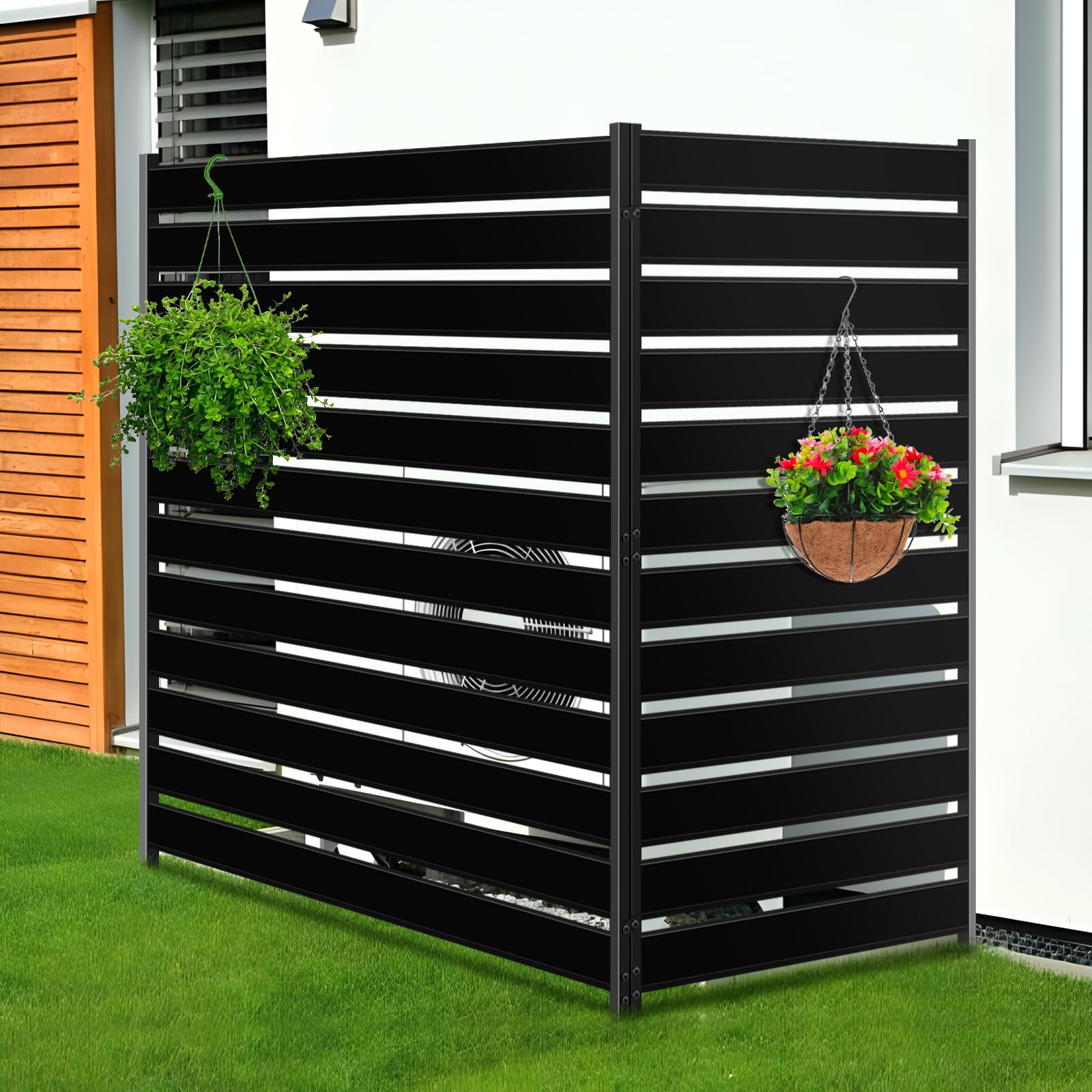 Photo 1 of ***POSSIBLY FOR PARTS/UNKNOWN MISSING ASSEMBLY PIECES OR DAMAGES**** Meyoppm 38" W x 48" H Air Conditioner Fence Screen, 2 Panels Trash Can Privacy Fence, Privacy Fence Panels for Outdoor Pool and Other Unit