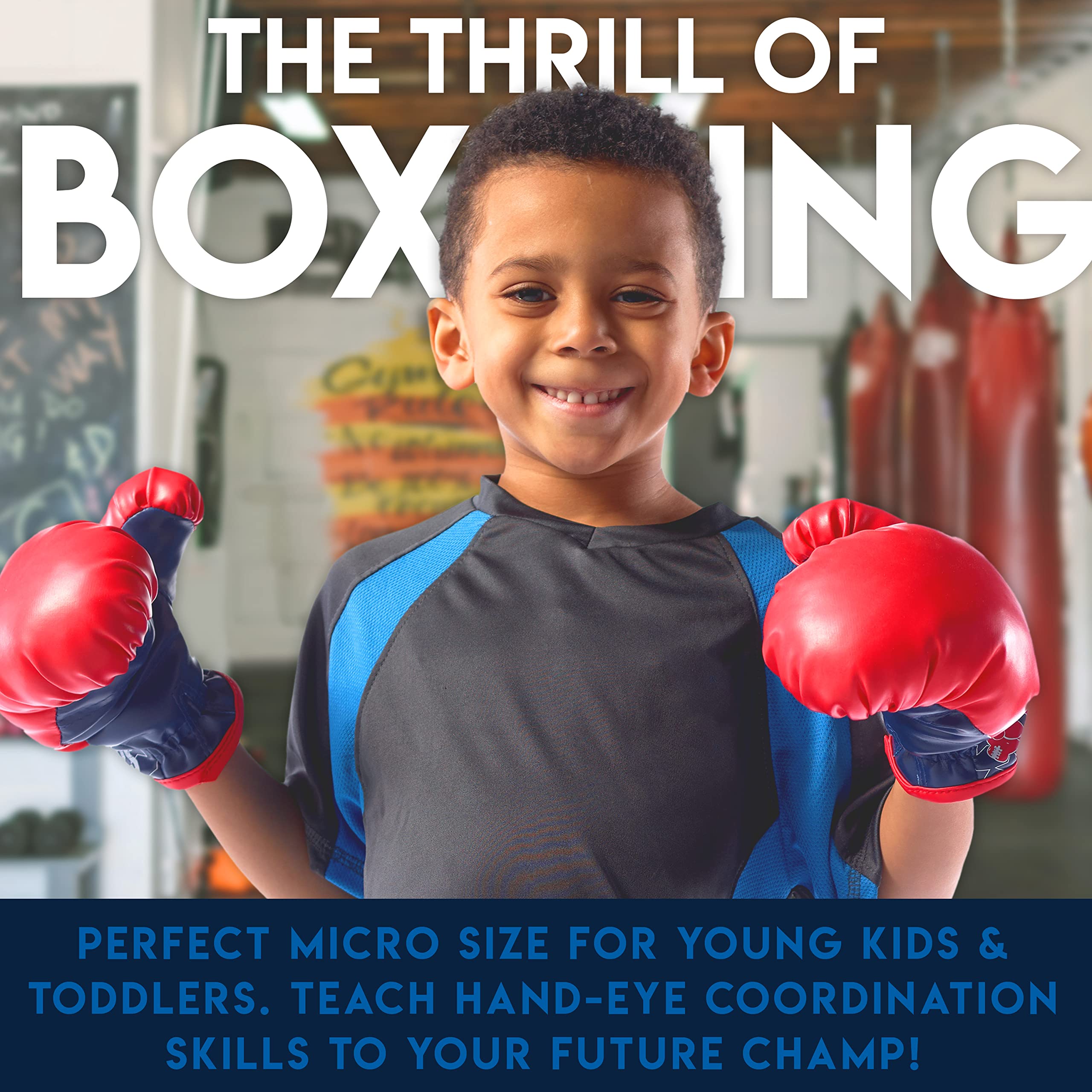 Franklin Sports Future Champs Kids’ Mini Boxing Set – Includes Kids’ Boxing Gloves – Punching Bag & Door Jam Bracket with Rope for Adjustable Punching Bag 4.75 x 4.75 x 12