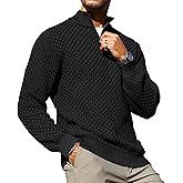 Zaitun Men's Quarter Zip Sweaters Polo Zip Up Pullover Waffle Knit Mock Neck Turtleneck