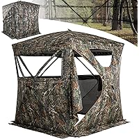 Lenotos Hunting Blind, 2-3 Person Pop Up Blinds 360 Degree See Through, Portable Durable Hunting Ground Blinds for Deer & Tur