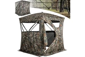 Lenotos Hunting Blind 270° See Through, Low-Noise 2-3 Person Pop Up Deer Blind, Portable Durable Ground Blind for Deer & Turkey Hunting