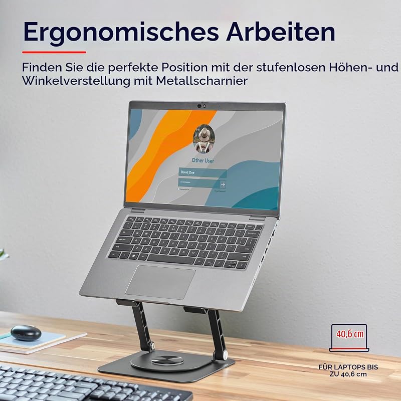 Zeff Höhenverstellbarer Laptop Ständer für Laptop 16 Zoll, Schwarz