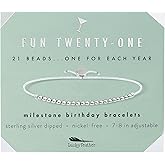 Lucky Feather 21st Birthday Gifts For Her | 21st Birthday Bracelet With 14k Dipped Beads Adjustable Cord Milestone Gift | Gifts For 21 Year Old Female | Gift Card For 21 Girls | 21 year old birthday gifts for her