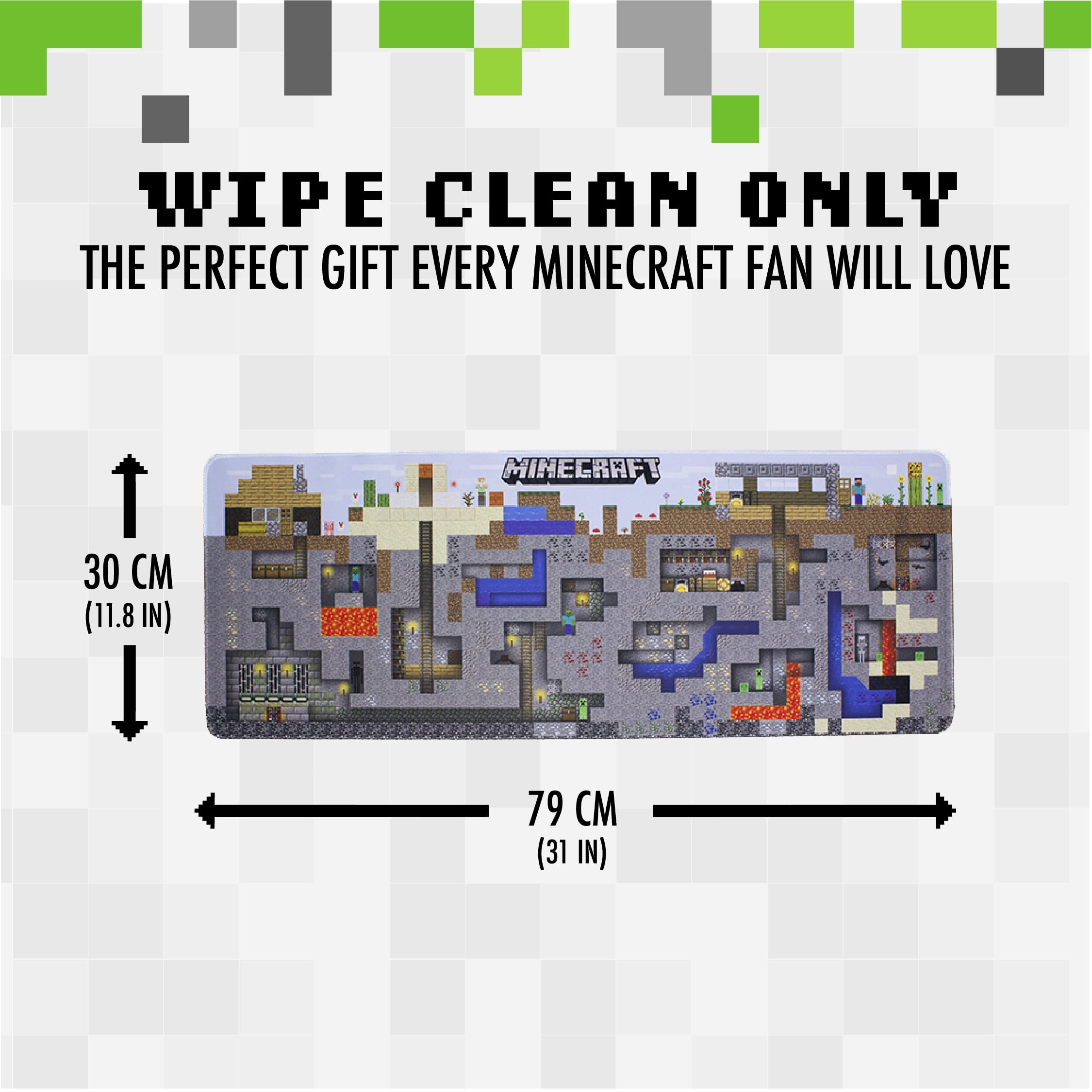 Paladone Minecraft Mining World Large Gaming Mouse Pad for Desk Keyboard Mousepad Non-Slip