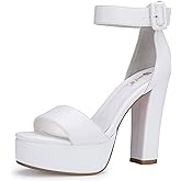 IDIFU IN5 Sabrina Platform Block Chunky High Heels Ankle Strap Heeled Sandals Sexy Wedding Party Dress Shoes for Women Open Toe Heels