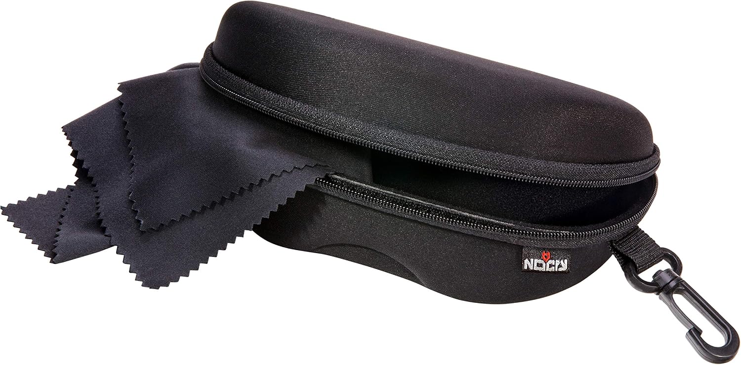 NoCry Glasses Case Hard Shell with Velvet Lining, Reinforced Zipper & Belt Clip