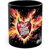 Not Today Satan Ceramic Coffee Mug 11oz Funny Christian Humor Quote - Tea Coffee Mug with Comfortable Grip - Unique Fun Gift Cup for Office or Home - Vibrant Long-Lasting Print ID45211