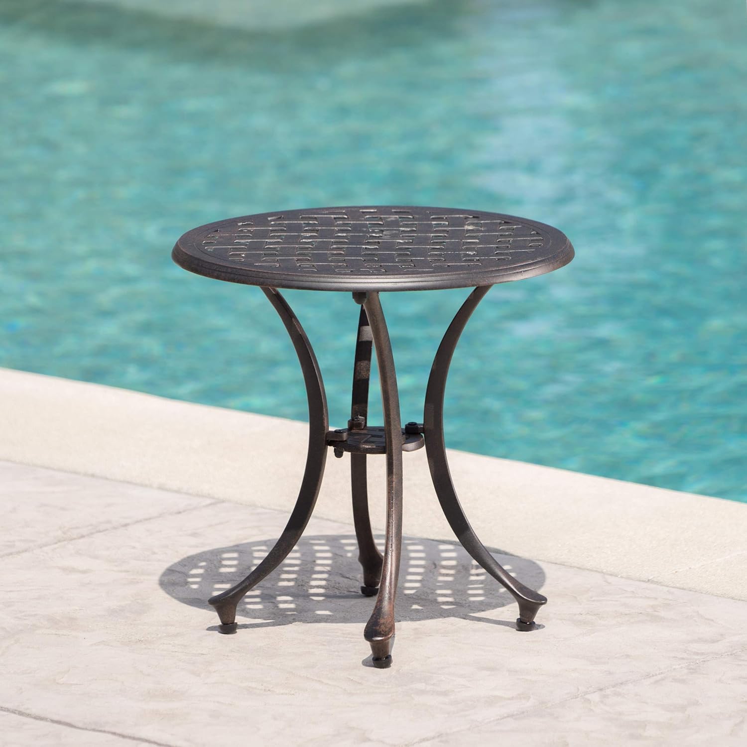 Christopher Knight Home Lola Outdoor 19" Cast Aluminum Side Table, Bronze Finished : Garden & Outdoor