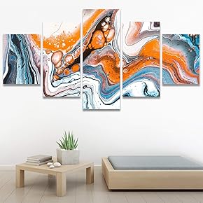 SIGNWIN 5 Panel Canvas Wall Art Abstract Closeup...