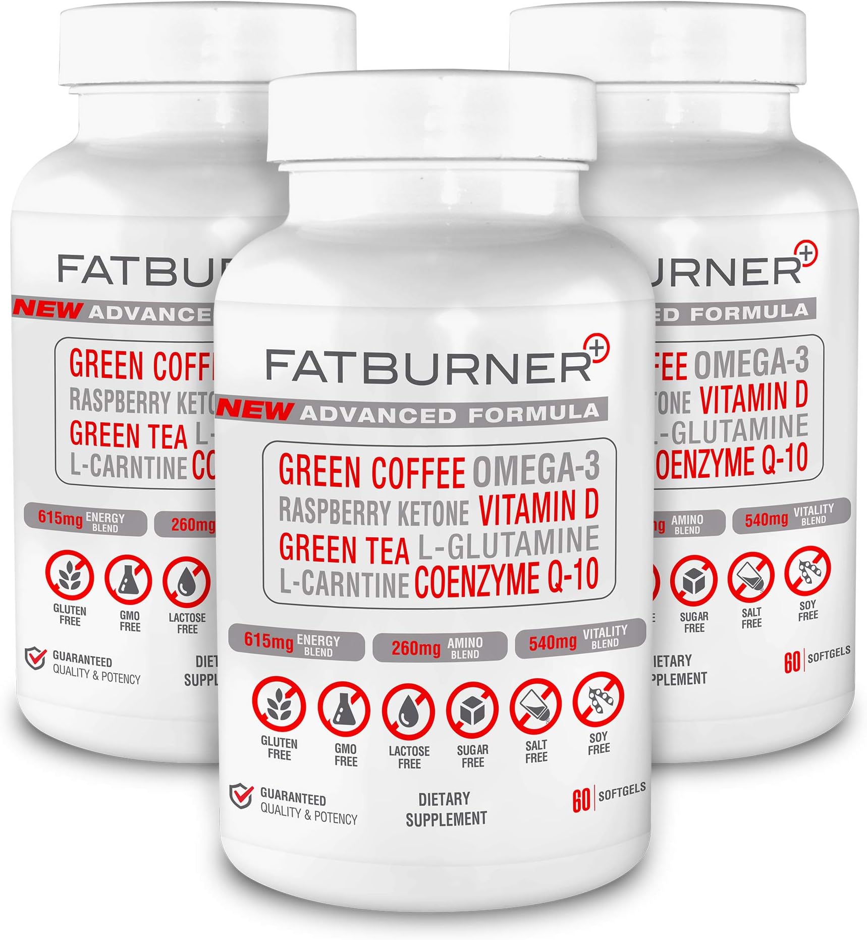 Fat Burner Plus - Advanced Weight-Loss System | Multi-Functional Supplement for Thermogenic Fat Burning + Athletic Performance + Anti-Aging (180ct. 3-Month Supply)