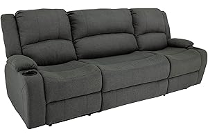 RecPro Charles Powered Double RV Wall Hugger Recliner Sofa | Loveseat | Furniture | Cloth (Fossil, 94")