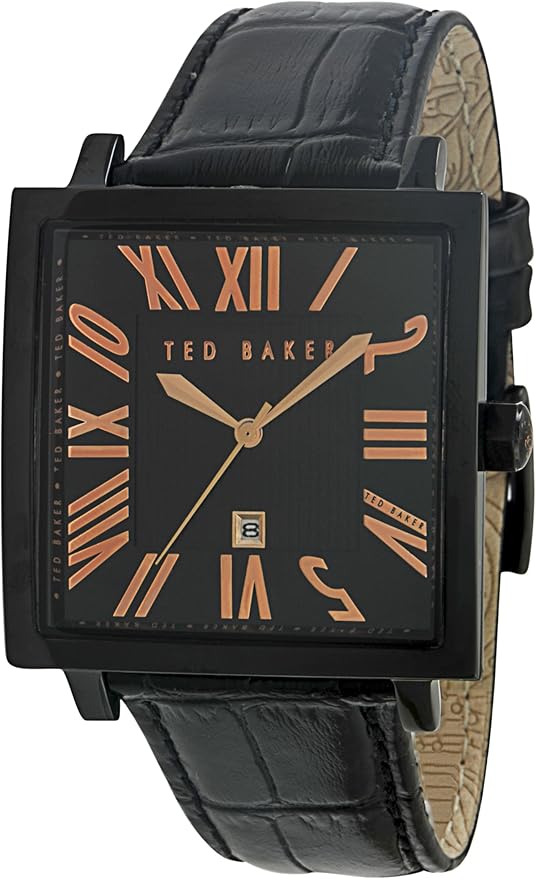 Ted Baker Men's Watch TE1040 with a Square Face and Black Strap Amazon