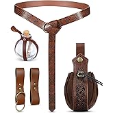 Sweetude 6 Pcs Renaissance Belt Accessories Medieval Viking Belt Potion Bottles Leather Pouch Skirt Hikes