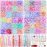 1711pcs 8mm Glass Beads for Jewelry Making - 48 Colors Glass Crystal Beads for Bracelets, Round Glass Beads Friendship Bracelet Making Kit Beads DIY Crafts for Adults