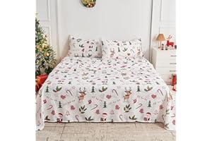 Gogreen 4PC Queen Christmas Sheet Set Fit 16", Breathable Microfiber Soft Queen Sheet Set Warm Sheets, Luxury Hotel Style Hom