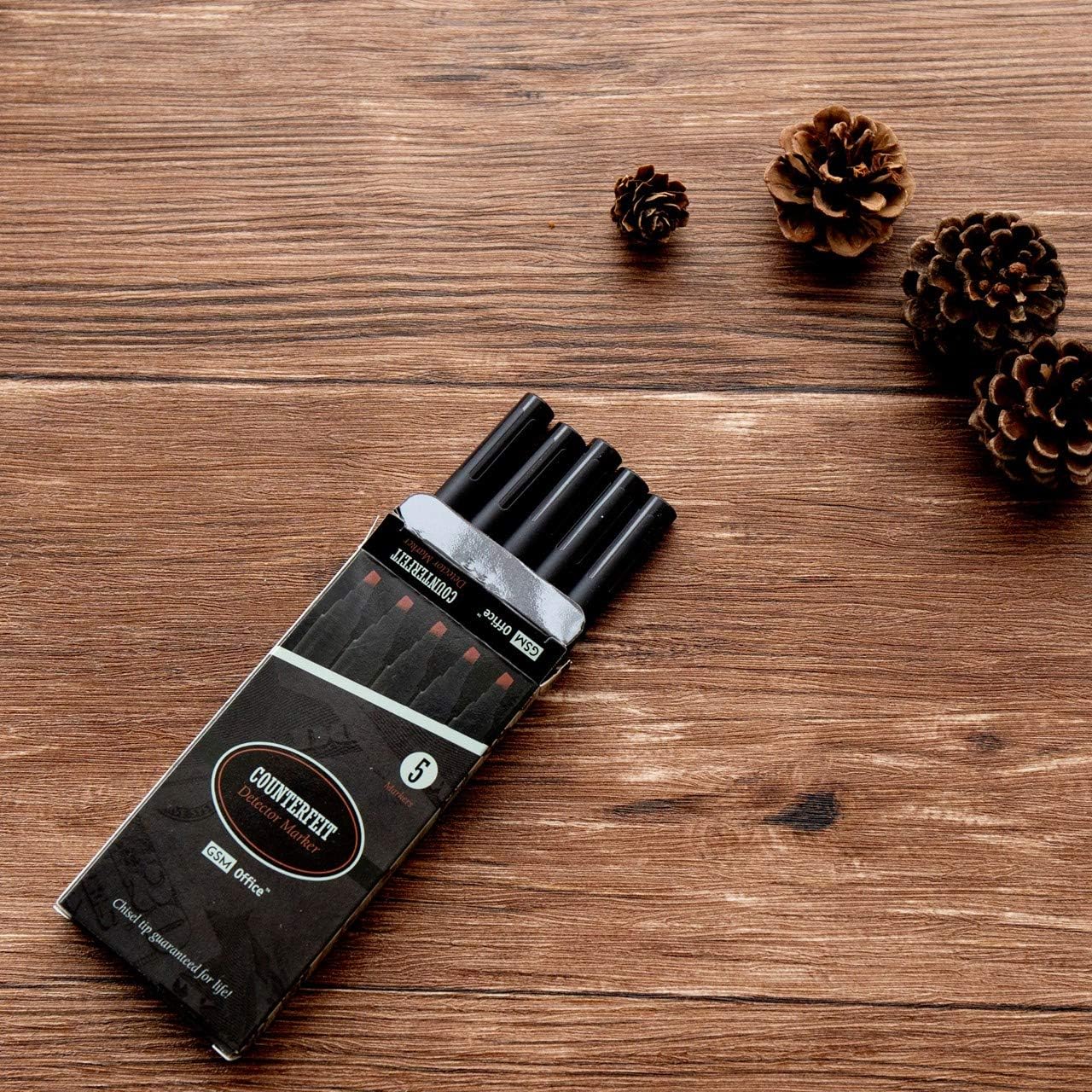 Counterfeit Money Bill Detector Pens, Markers - Detects Fake Currency - 5 Pack : Office Products