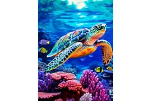 mrpwnle Sea Turtle Diamond Art Painting Kits for Adults,Sea Turtle Diamond Painting Kits for Adults Beginners,5D Full Drill Rhinestones Gem Art Craft Kits, Home Decoration Gifts 12x16 inch