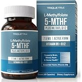 L Methylfolate 7.5mg plus Methyl B12 - Active 5-MTHF Form, MTHFR Supplement | Bloodstream Ready Methylated Folate + B12 Cofactor - Supports Mood, Homocysteine Methylation, Cognition (60 Capsules)