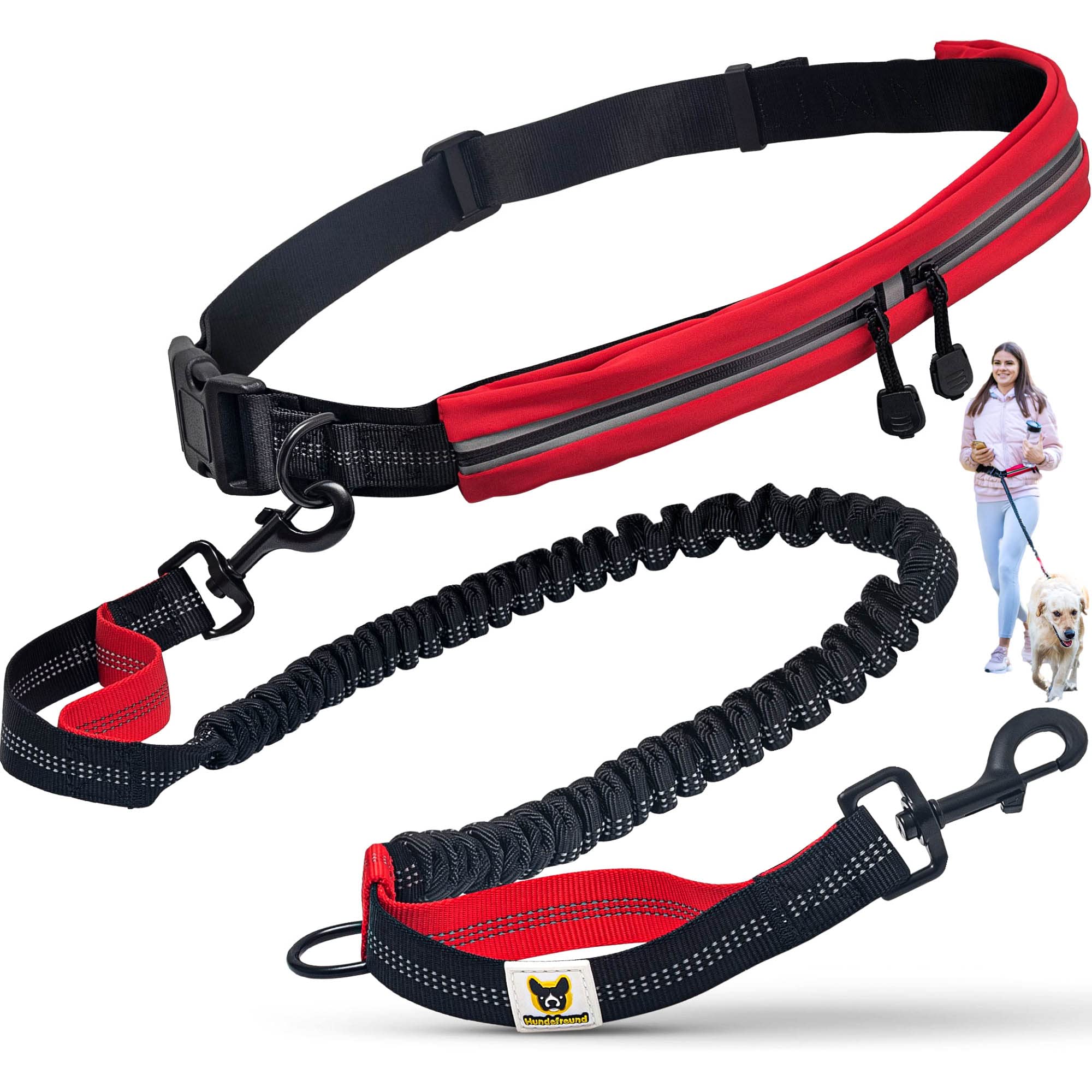 Hands Free Running Dog Lead | Elastic and Reflective 120 to 180 cm (3.9 ft - 5.9 ft) Leash for medium-sized and large dogs | Jogging Running Hiking Cycling