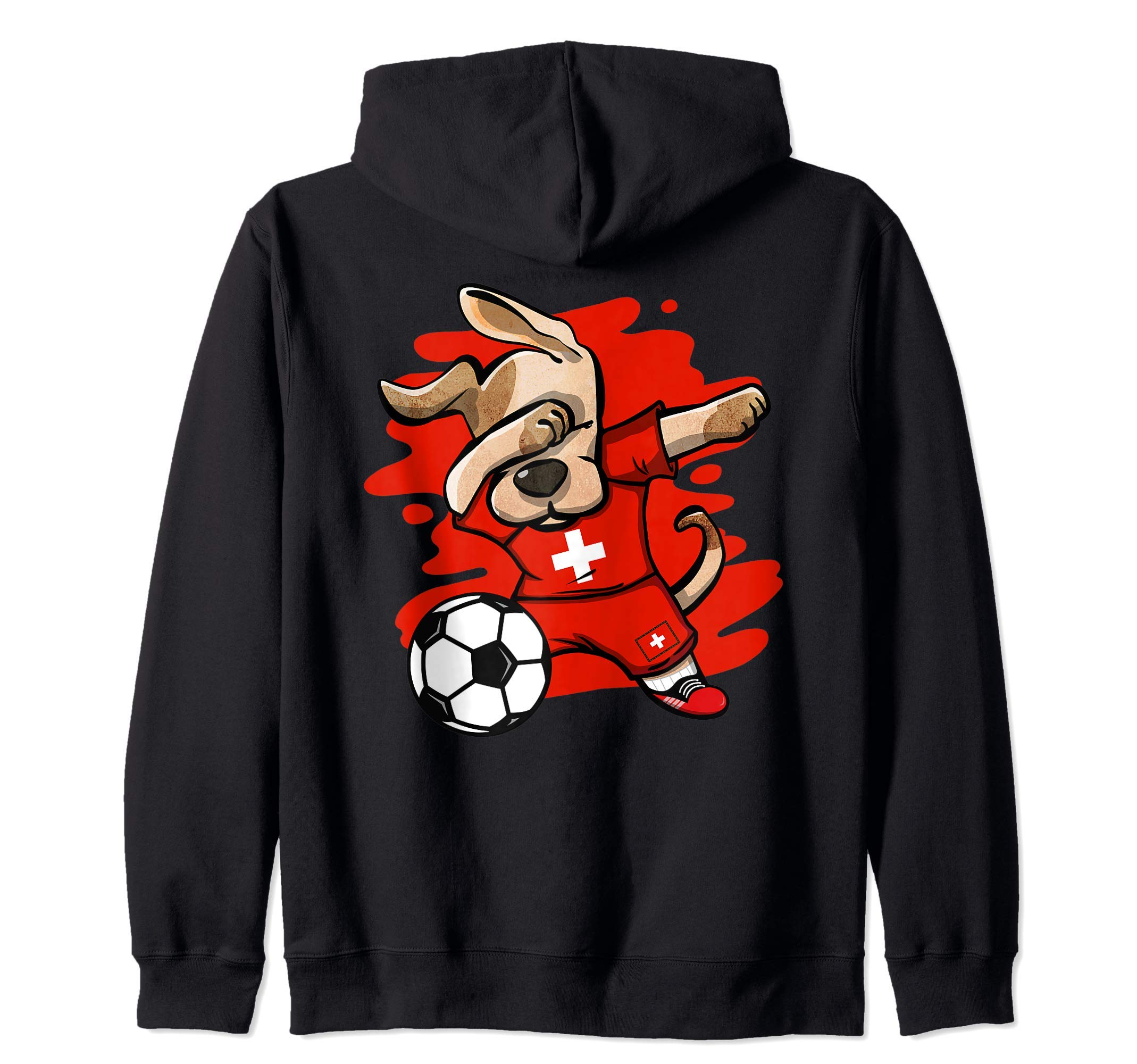 Dabbing Dog Switzerland Soccer Fans Swiss Flag Football Art Zip Hoodie