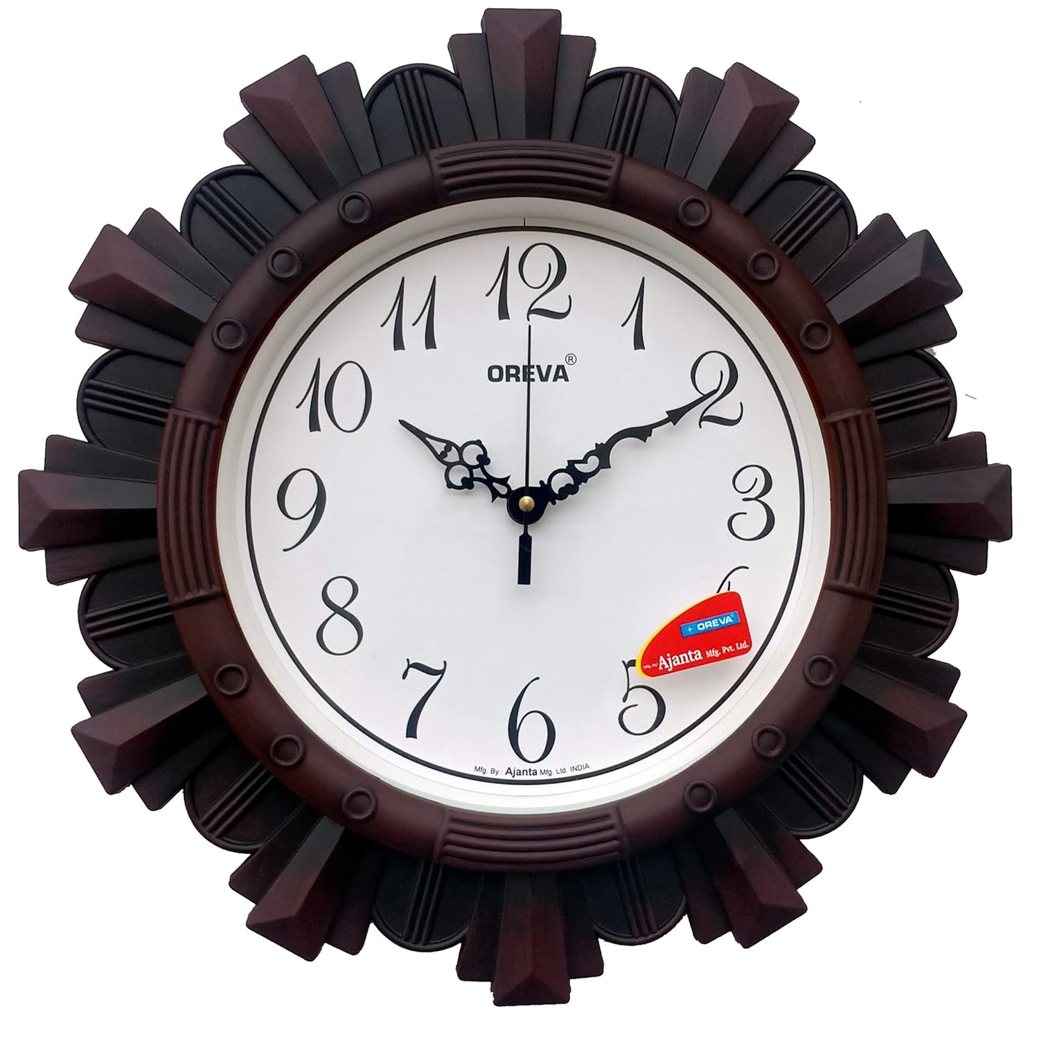 Buy Oreva Plastic Wooden Look Designer Wall Clock (32 x 32 x 4 cm, Cola